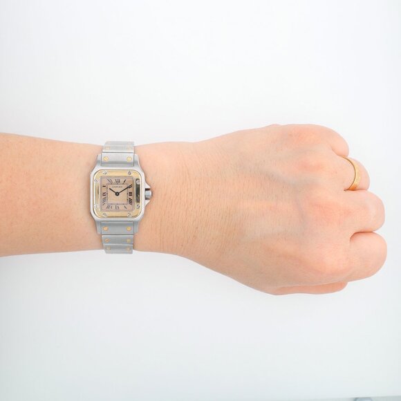 Cartier Santos Galbée Quartz 24mm White Roman Numeral Two-Tone Watch 1057930 main image 10